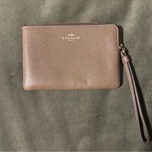Coach Pebbled Corner Zip Wristlet
